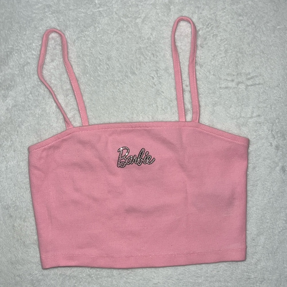 Barbie Thin Strap Ribbed Crop Top NWOT